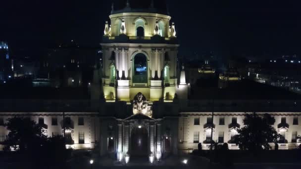 Pasadena Night City Hall Drone View Downtown City Lights California — ストック動画