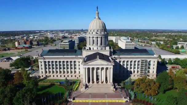 Oklahoma City Flygfoto Oklahoma State Capitol Downtown Fantastiskt Landskap — Stockvideo