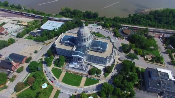 Jefferson City Missouri State Capitol Centro Ciudad Vistas Los Drones — Vídeos de Stock