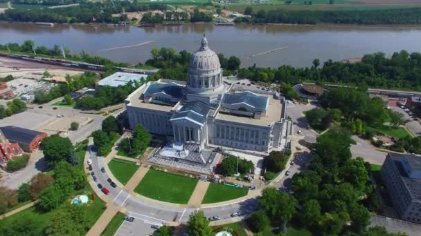 Jefferson City Missouri State Capitol Drone View Paesaggio Fantastico Centro — Video Stock