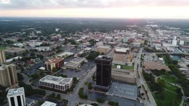 Zonsondergang Springfield Missouri Downtown Amazing Landscape Drone View — Stockvideo