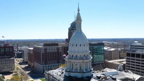 Lansing Capitolio Del Estado Michigan Centro Ciudad Paisaje Increíble Vistas — Vídeo de stock