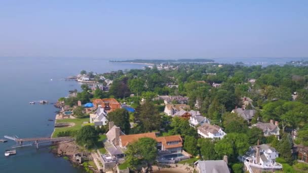 Stamford Connecticut Drone View Waterside Amazing Landscape Long Island Sound — Stock video