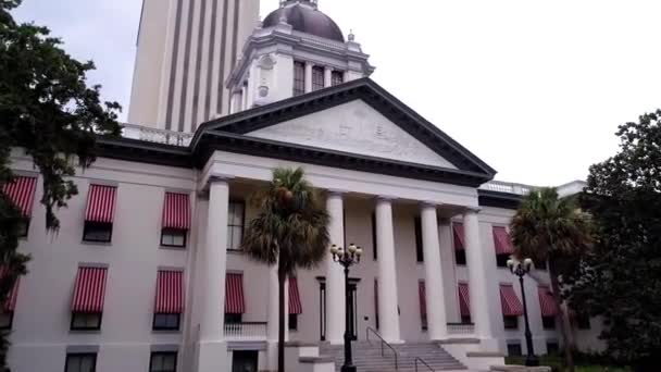 Tallahassee Florida Historic Capitol Museum Drone View Capitol Hill Downtown — Stock video