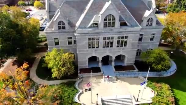 Concord Wetgevingsgebouw Binnenstad Drone View New Hampshire — Stockvideo