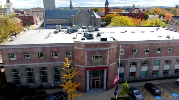 Concord Ministerie Van Justitie Binnenstad Drone View New Hampshire — Stockvideo