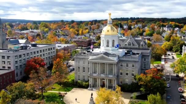 Concord New Hampshire State House Drone View Downtown Amazing Landscape — стокове відео
