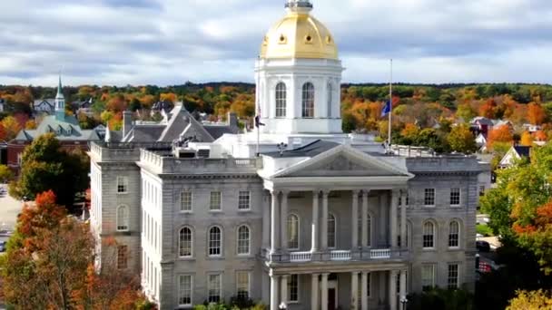 Concord New Hampshire State House Binnenstad Uitzicht Drone Amazing Landschap — Stockvideo
