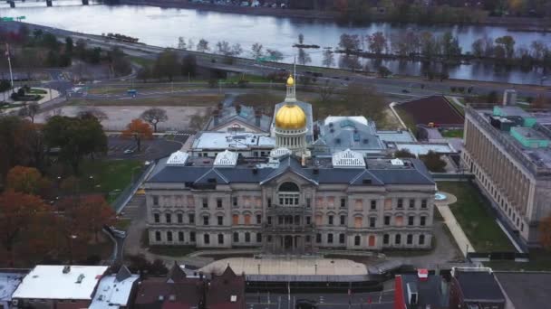 Trenton New Jersey State House Centro Cidade Vista Aérea Paisagem — Vídeo de Stock