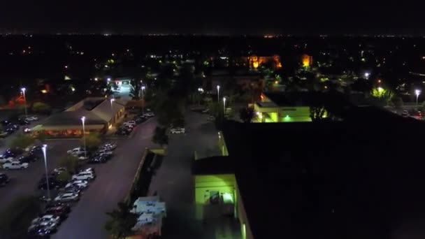 Bakersfield Noite Vista Drone Centro Cidade Califórnia Luzes Cidade — Vídeo de Stock