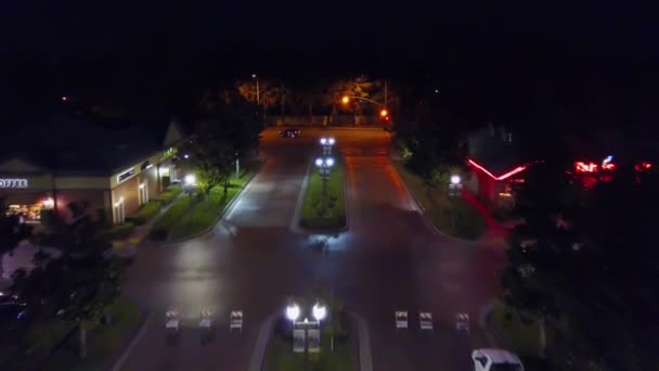 Bakersfield Night Drone View Downtown City Lights California — Stock Video
