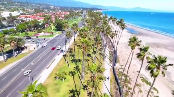 Ακτή Σάντα Μπάρμπαρα Θέα Drone Καλιφόρνια Κέντρο Καταπληκτικό Τοπίο — Αρχείο Βίντεο