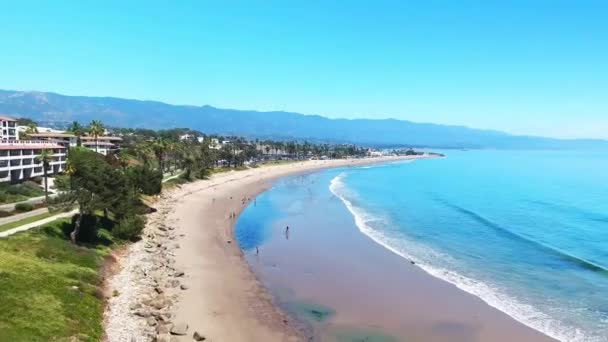 Santa Barbara Sahil Hattı Drone View California Nanılmaz Manzara Şehir — Stok video