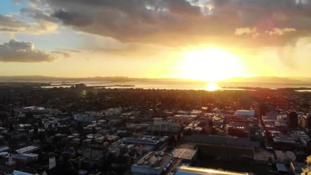 Pôr Sol Sobre Berkeley Califórnia Vista Drone Centro Cidade Paisagem — Vídeo de Stock