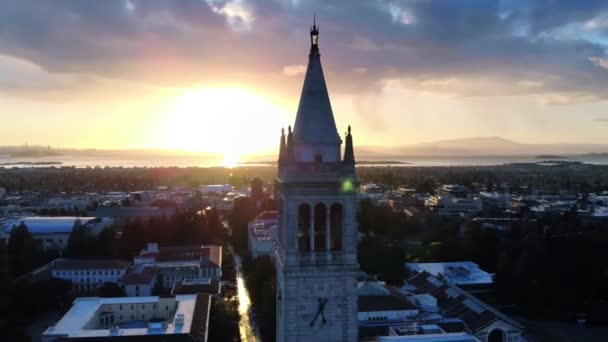 Закат Над Калифорнийским Университетом Беркли Вид Воздуха Удивительный Ландшафт — стоковое видео