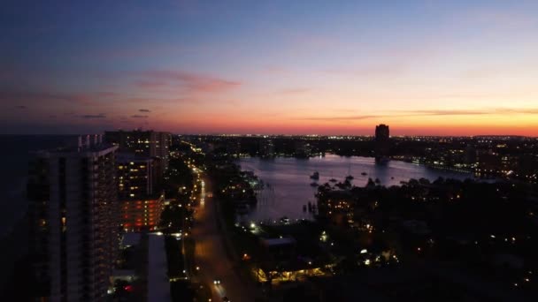 Boca Raton Night Aerial View Florida Atlantic Coast Amazing Landscape — стокове відео