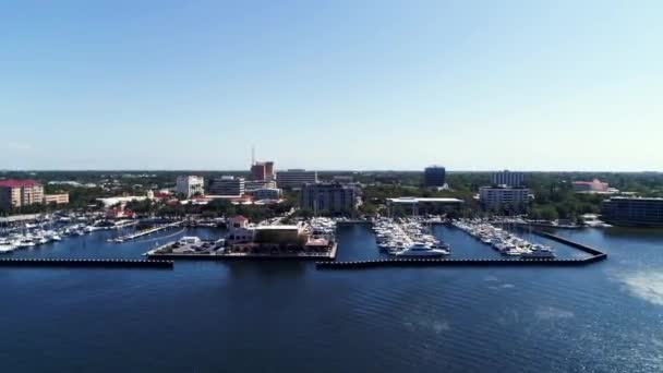 Brahbon Florida Pier Manatee River Amazing Landscape Aerial View — стоковое видео