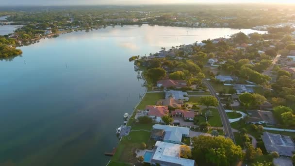 Coucher Soleil Sur Venise Floride Roberts Bay Vue Aérienne Paysage — Video
