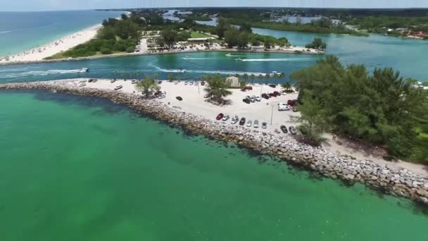 Venedig Florida Golf Von Mexiko Luftaufnahme Venice Inlet South Jetty — Stockvideo