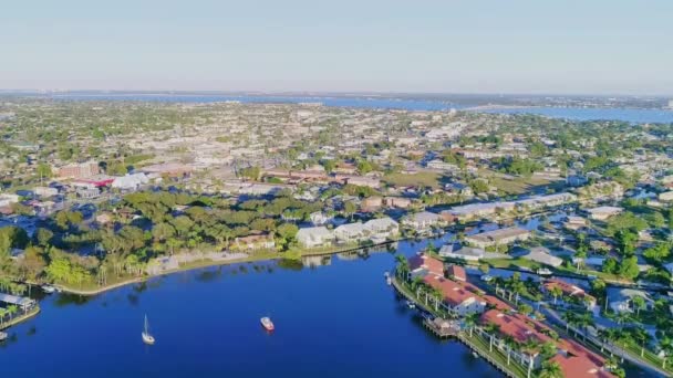 Cape Coral Aerial View Caloosahatchee River Amazing Landscape Florida — Stock video