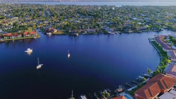 Cape Coral Aerial View Caloosahatchee River Florida Amazing Landscape — Stock video