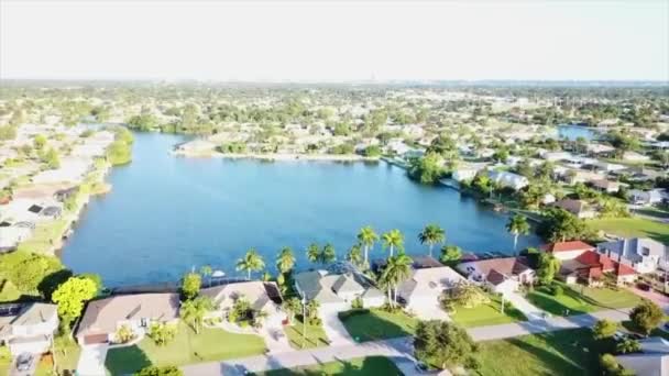 Cape Coral Aerial Flying Καταπληκτικό Τοπίο Waterfront View Φλόριντα — Αρχείο Βίντεο