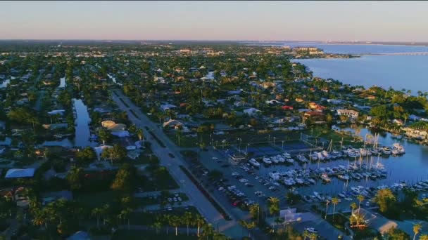 Cape Coral Aerial View Florida Amazing Landscape Caloosahatchee River — Stock video