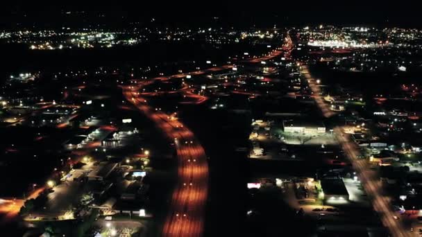 Chattanooga Night Drone View Tennessey City Lights Downtown — стоковое видео
