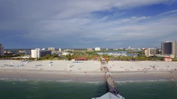 Clearwater Beach Vista Aérea Pier Golfo México Flórida — Vídeo de Stock