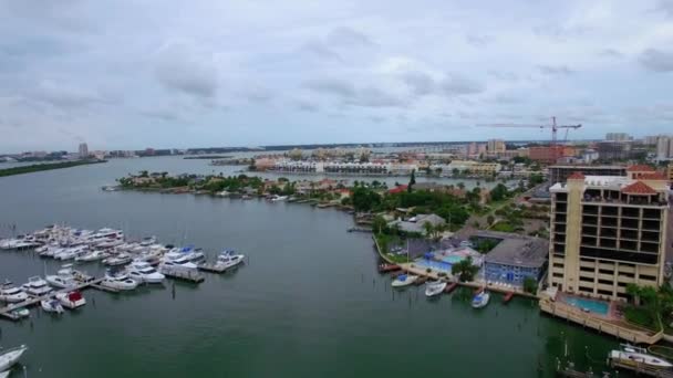 Clearwater Drone View Clearwater Harbor Marina Florida Golfo México — Vídeos de Stock