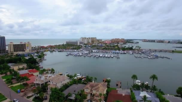 Клируотер Дрон Вью Мексиканский Залив Флорида Клируотер Харбор Марина — стоковое видео