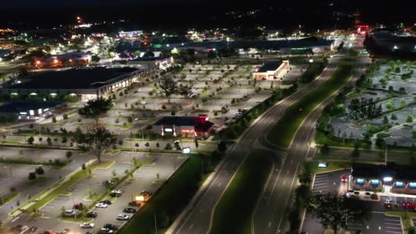 Gainesville Night Florida City Lights Downtown Drone View — Stock video