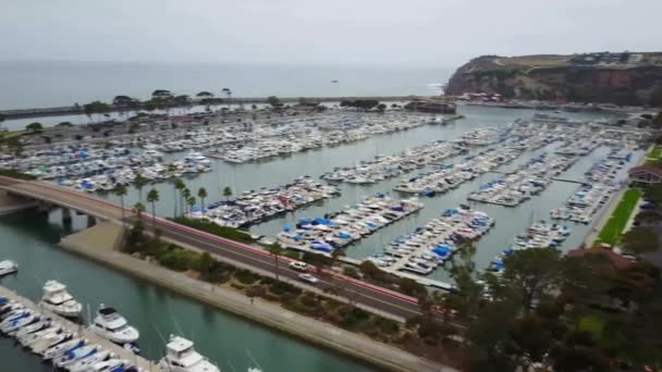 Dana Point Калифорния Dana Point Harbor Aerial View Amazing Lands — стоковое видео