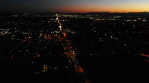 Moreno Valley Nocy Kalifornia Śródmieście Światła Miejskie Drone View — Wideo stockowe