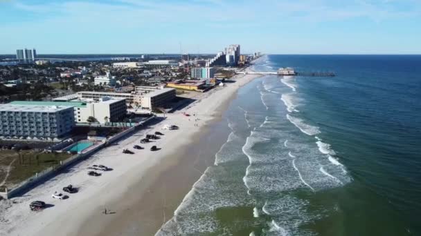 Daytona Beach Luftaufnahme Der Berühmteste Strand Der Welt Floridas Atlantikküste — Stockvideo