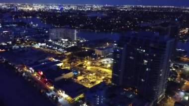 Fort Lauderdale Gece, Hava Manzarası, Lauderdale Sahili, Şehir Işıkları, Florida