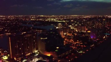 Fort Lauderdale Gece, Hava Manzarası, Şehir Işıkları, Florida, Lauderdale Plajı