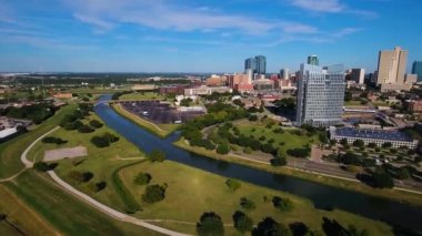 Fort Worth, Aerial View, Trinity Nehri, Downtown, Texas