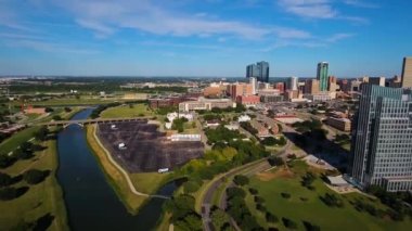 Fort Worth, Aerial View, Trinity Nehri, Teksas, Downtown