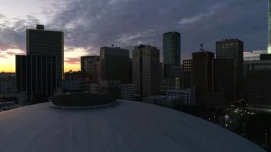 Sunset Over Fort Worth, Downtown, Aerial View, Texas
