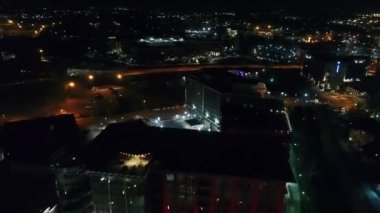 Greenville 'de Gece, Zaman Hızı, Güney Carolina, Drone View, Şehir Merkezi
