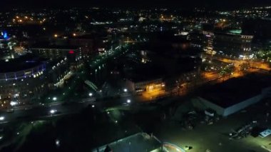 Greenville 'de Gece, Güney Carolina, Şehir merkezi, Şehir Işıkları, Drone View