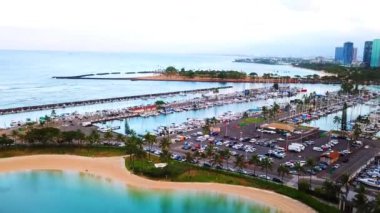 Honolulu, Oahu, Hava Manzarası, Honolulu Limanı, Hawaii, Şehir Merkezi