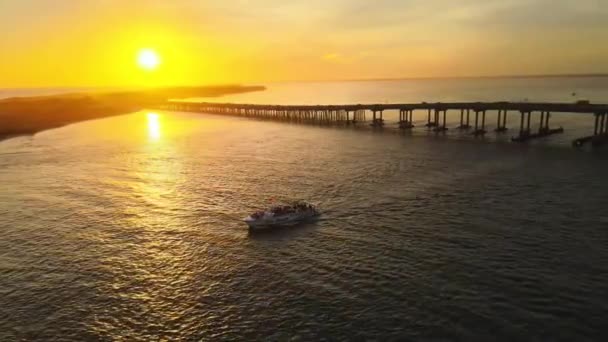 Coucher Soleil Sur Port Destin Vue Aérienne Marler Bridge Floride — Video