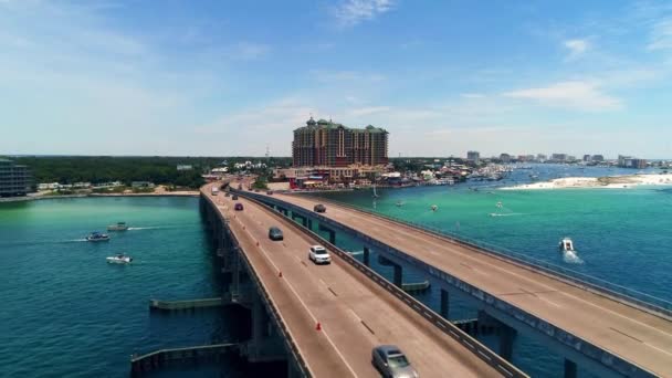 Destin Harbor Vue Aérienne Pont Marler Paysage Incroyable Floride — Video