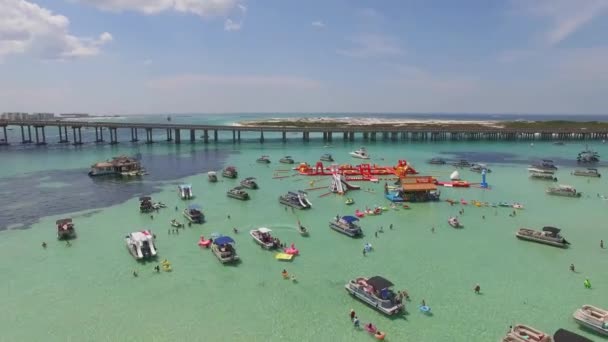 Destin Harbor Flygfoto Crab Island Florida Marler Bridge — Stockvideo