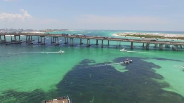 Destin Harbor Φλόριντα Αεροφωτογραφία Marler Bridge Amazing Landscape — Αρχείο Βίντεο