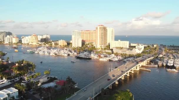 Fort Lauderdale Veduta Aerea Las Olas Marina New River Florida — Video Stock