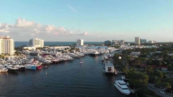 Форт Лодердейл Aerial View Флорида Boat Pier Нью Ривер — стоковое видео