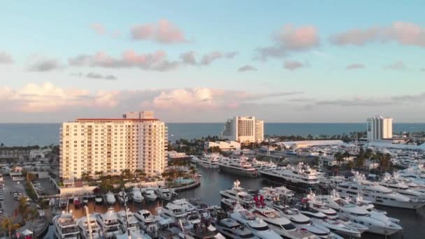 Fort Lauderdale Aerial View Boat Pier Florida New River — Stock video